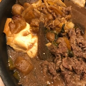 【超簡単】フライパンですき焼き風一人鍋